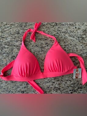 Victoria's Secret Hot Pink Halter Bikini Top Padded Size Large